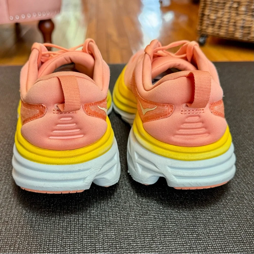 HOKA ONE ONE Bondi 8 Women’s Athletic Running Sneakers Orange and Yellow Sz 9.5 - Picture 6 of 10
